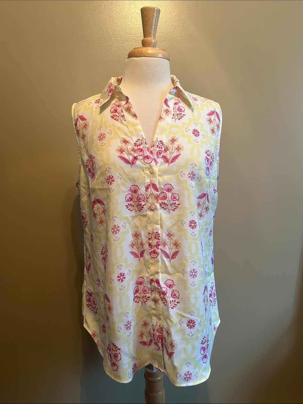 Ann Taylor Pink and Yellow Floral Blouse